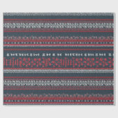 灰色、白、赤の醜いクリスマスセーターデザイン ラッピングペーパー (フラット)