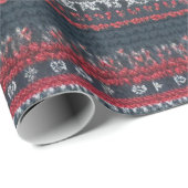 灰色、白、赤の醜いクリスマスセーターデザイン ラッピングペーパー (ロールコーナー)