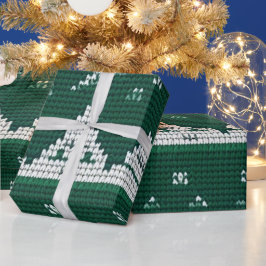 灰色、白、赤の醜いクリスマスセーターデザイン ラッピングペーパー