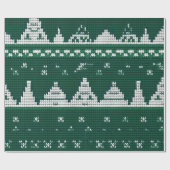 灰色、白、赤の醜いクリスマスセーターデザイン ラッピングペーパー (フラット)