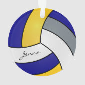 灰色、白、金ゴールド、および青バレーボール オーナメント (裏面)