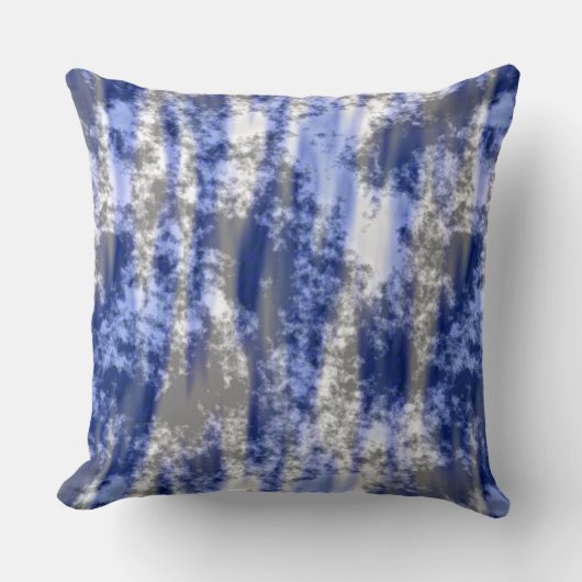 灰色、白、青の抽象芸術 クッション (正面)