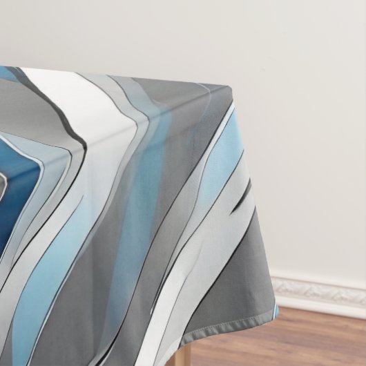 灰色、白、青の線のパターンを持つテーブルクロス テーブルクロス (インサイチュ)