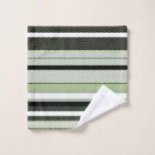 灰色、緑、白いストライプ。 バスタオルセット (ウォッシュタオル)
