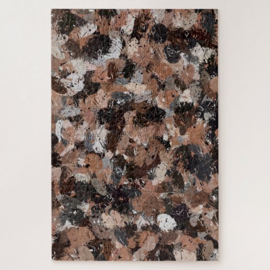 灰色、茶色、黒の絵を描(ばちゃばちゃ)跳ねる ジグソーパズル (縦)