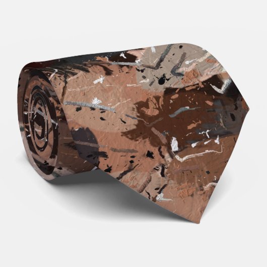 灰色、茶色、黒の絵を描(ばちゃばちゃ)跳ねる ネクタイ (ロール)