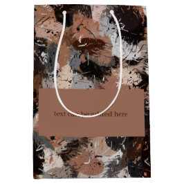 灰色、茶色、黒の絵を描（ばちゃばちゃ）跳ねる ミディアムペーパーバッグ