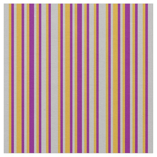 灰色、金色、紫色の線のパターン ファブリック (クローズアップ)