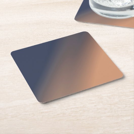 灰色 – 青とベージュのグラデーション スクエアペーパーコースター (アングル)
