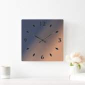 灰色 – 青、ベージュのグラデーション。 スクエア壁時計 (ホーム)