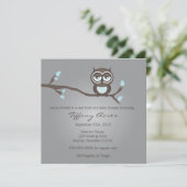 灰色、青、茶色のフクロウ招待状 招待状 (スタンド正面)