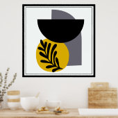 灰色、黄色、および黒の抽象芸術シェイプのポスター ポスター (キッチン)