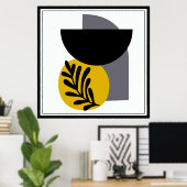 灰色、黄色、および黒の抽象芸術シェイプのポスター ポスター (ホームオフィス)