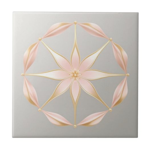 灰色、黄色、ピンクのフローラ タイル (正面)