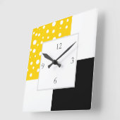 灰色、黄、白の幾何学正方形の壁時計 スクエア壁時計 (傾斜)