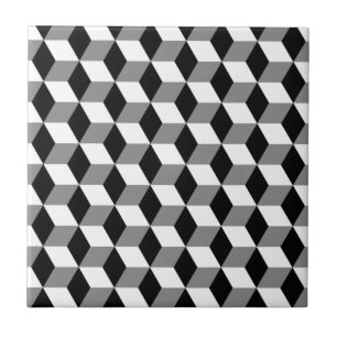 灰色、黒く及び白い3Dはパターンを立方体にします タイル
