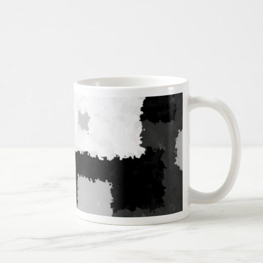 灰色、黒及び白でモノトーンの コーヒーマグカップ (右)