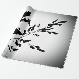 灰色，黒，フローラ,デザイン,抽象芸術，花，芸術 ラッピングペーパー