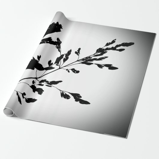 灰色，黒，フローラ,デザイン,抽象芸術，花，芸術 ラッピングペーパー (アンロールド)