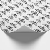 灰色、黒、白の蛾 ラッピングペーパー (角)