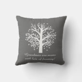 灰色、8つの名前または日付の祖母の木(ハート)の白 クッション (裏面)