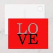 灰赤背景ラブウェディング ポストカード (正面/裏面)