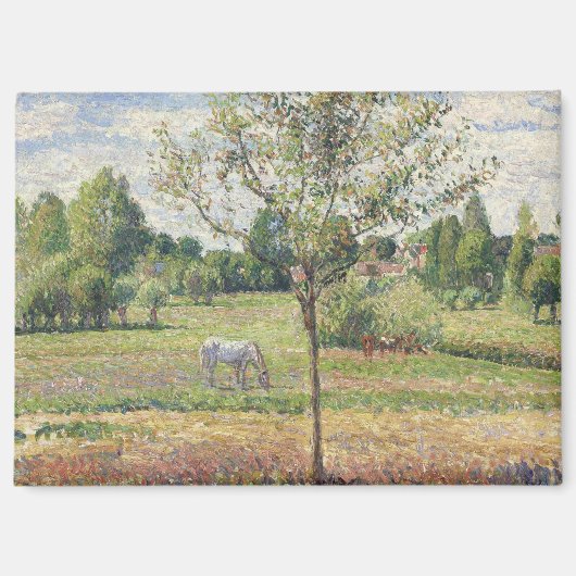 灰馬のある牧草地、エラニイ、油絵 マグネット (正面)