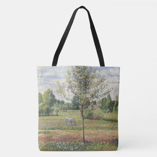 灰馬のいる牧草地 エラニイ 油絵 トートバッグ (正面)