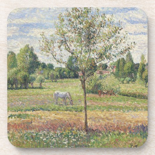 灰馬の牧草地、エラニイ、油絵 コースター (正面)