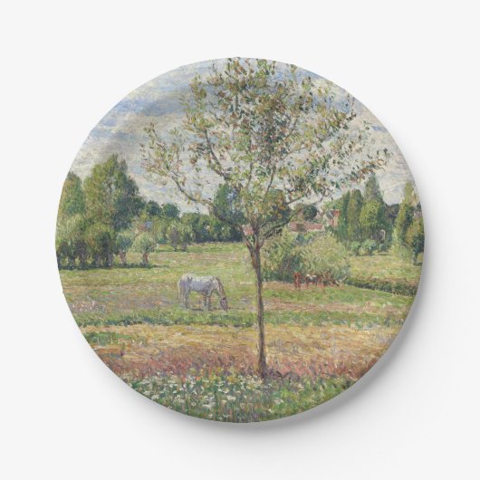 灰馬の牧草地、エラニイ、油絵 ペーパープレート (正面)