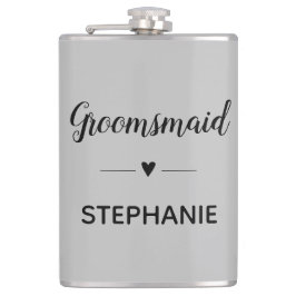 灰黒のウェディング グルームスメイド パーソナライズド フラスク