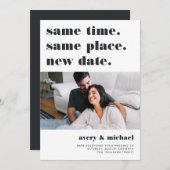 灰　|　現代の結婚式延期フォト セーブザデート (正面/裏面)