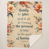 灰、緑の文字、フローラクリスチャンのための美しい シェルパブランケット (正面)