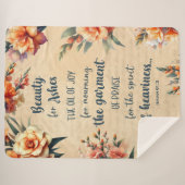 灰、緑の文字、フローラクリスチャンのための美しい シェルパブランケット (正面(横))