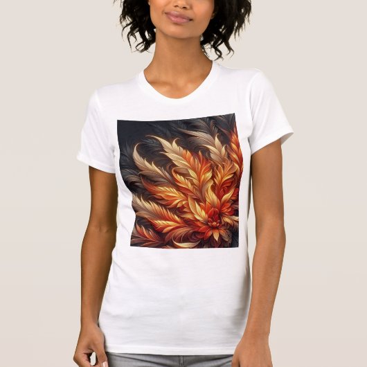 灼熱のフェニックス・ブルーム - 情熱の羽根の花 Tシャツ (正面)