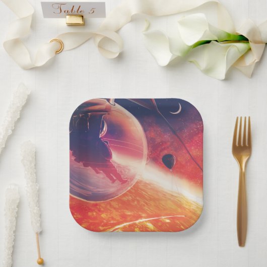 灼熱の地獄絵図　火山の熱風景の中で極限の熱気球 ペーパープレート (ウェディング)