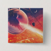 灼熱の地獄絵図　火山の熱風景の中で極限の熱気球 缶バッジ (正面)