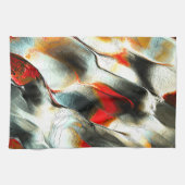 灼熱の火の上の粗い銀色の岩、強度 キッチンタオル (横)