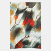 灼熱の火の上の粗い銀色の岩、強度 キッチンタオル (縦)