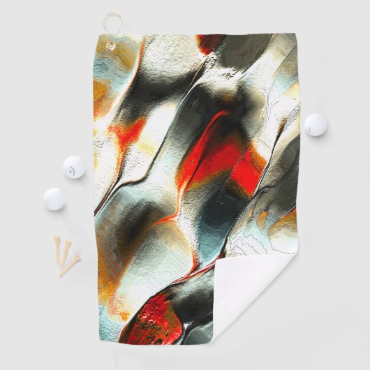 灼熱の火の上の粗い銀色の岩、強度 ゴルフタオル (インサイチュ)