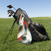 灼熱の火の上の粗い銀色の岩、強度 ゴルフタオル (グリーン)