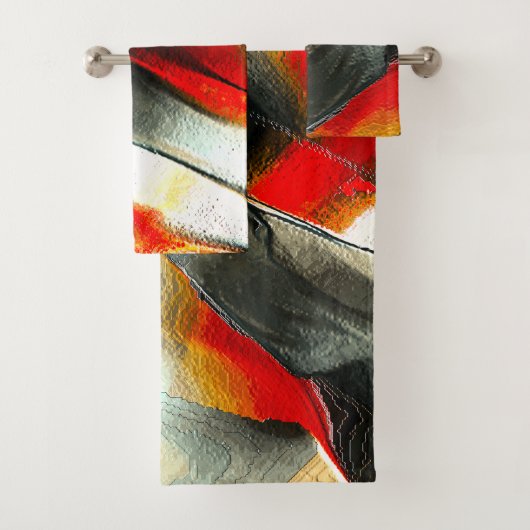 灼熱の火の上の粗い銀色の岩、強度 バスタオルセット (インサイチュ)