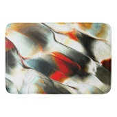 灼熱の火の上の粗い銀色の岩、強度 バスマット (正面)