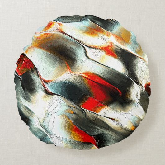 灼熱の火の上の粗い銀色の岩、強度 ラウンドクッション (正面)