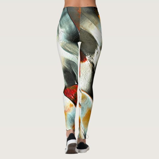 灼熱の火の上の粗い銀色の岩、強度 レギンス (裏面)