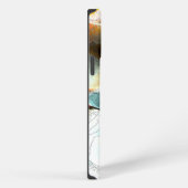 灼熱の火の上の粗い銀色の岩、強度 iPhoneケース (右側面)