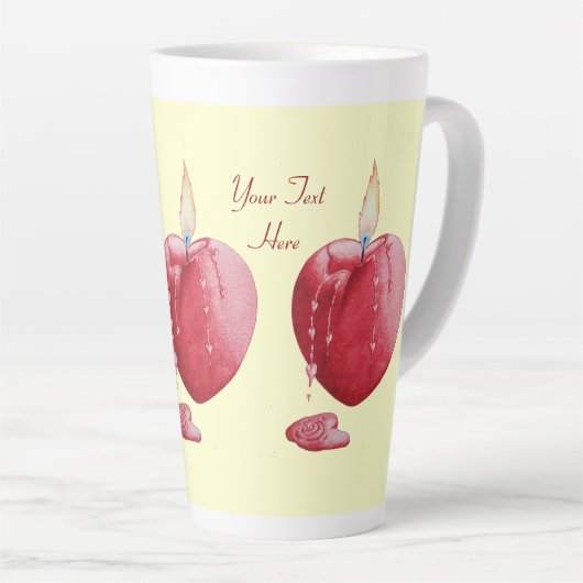 灼熱キャンドルロマンチックな赤い愛ハート カフェラテマグ (右アングル)