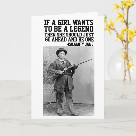 災害のジェーンの女性のカーボーイのすべての行事の挨拶状 カード (黄色い花)