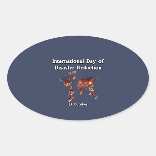 災害国際的リスク低減日 楕円形シール (正面)