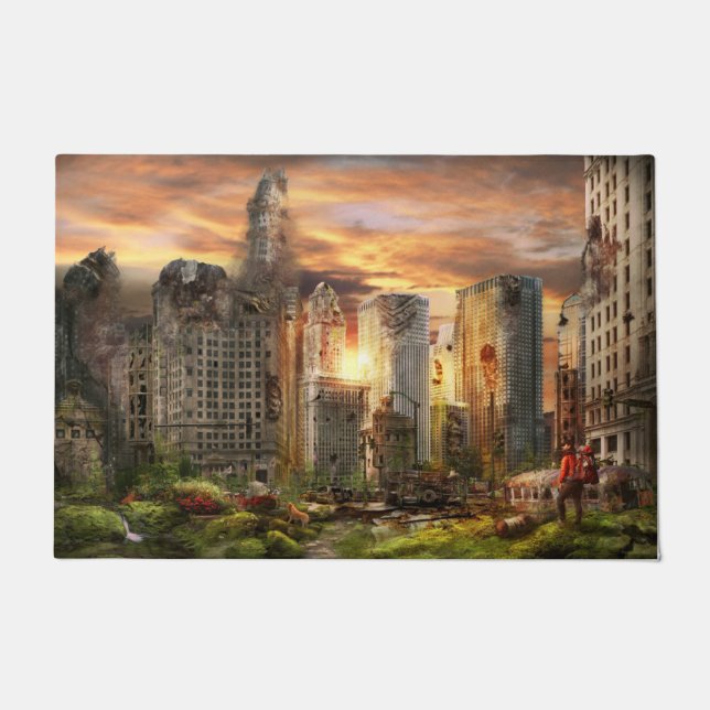 災害 – シカゴ， IL – 犬を歩かなければならない ドアマット (正面)